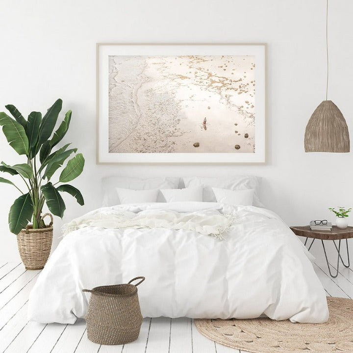 Neutral Brown Tones Surfboard Coastal Beach - Canvas Wall Art Painting | Bowlift