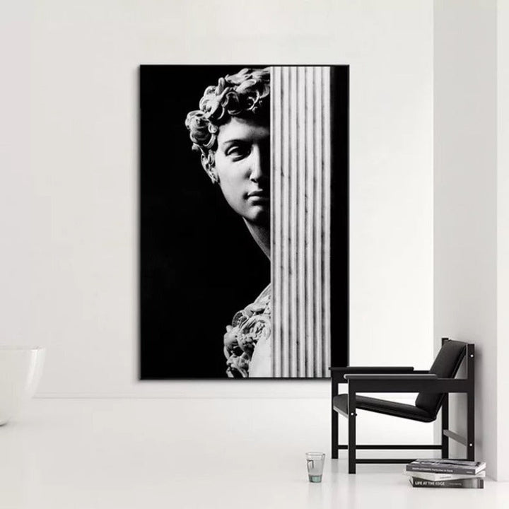 Vintage David Figure Sculpture - Canvas Wall Art Painting | Bowlift