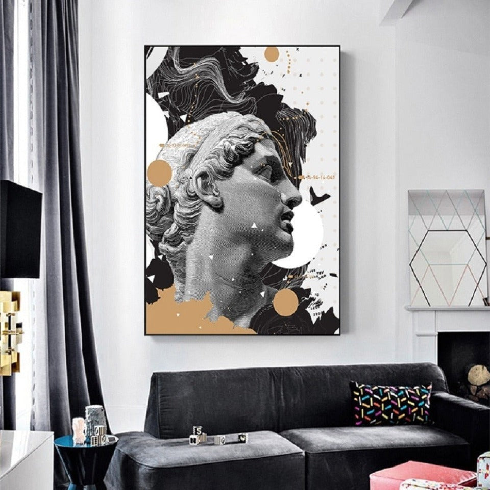Renaissance David Figure Sculpture - Canvas Wall Art Painting | Bowlift