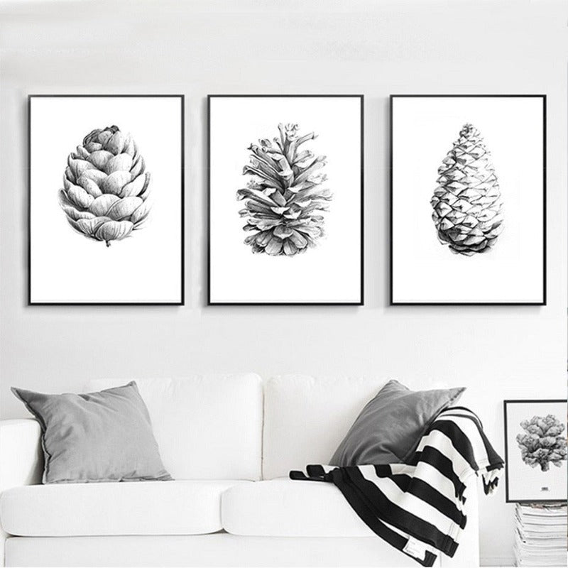Hand Draw Pine Cone - Canvas Wall Art Painting | Bowlift