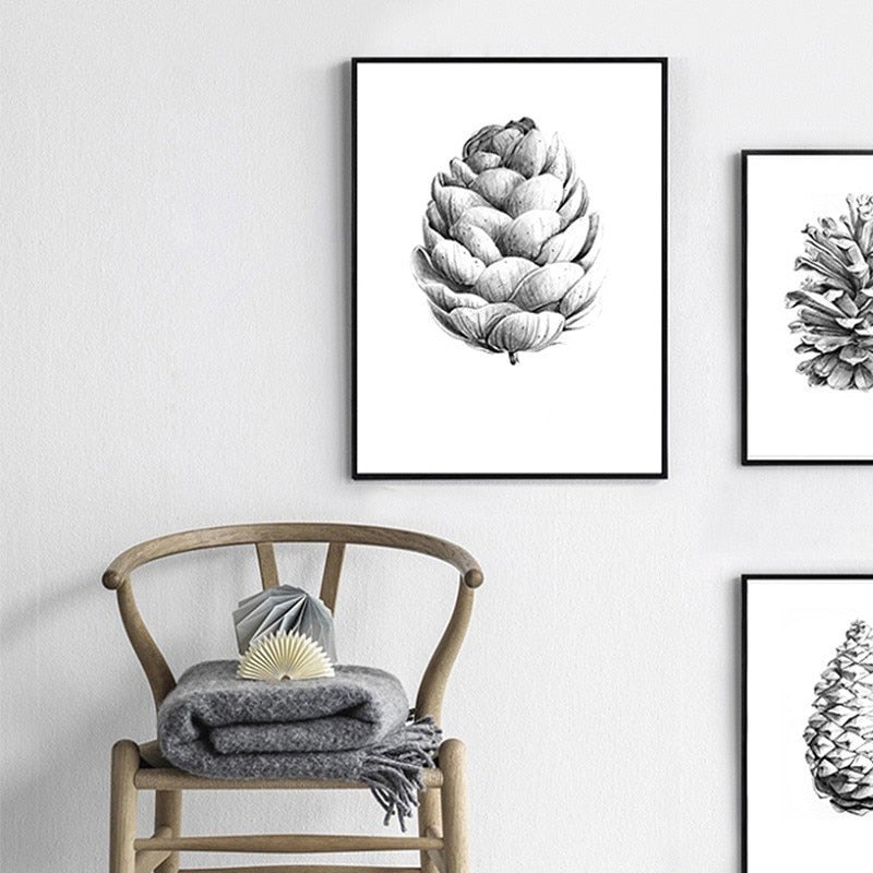 Hand Draw Pine Cone - Canvas Wall Art Painting | Bowlift
