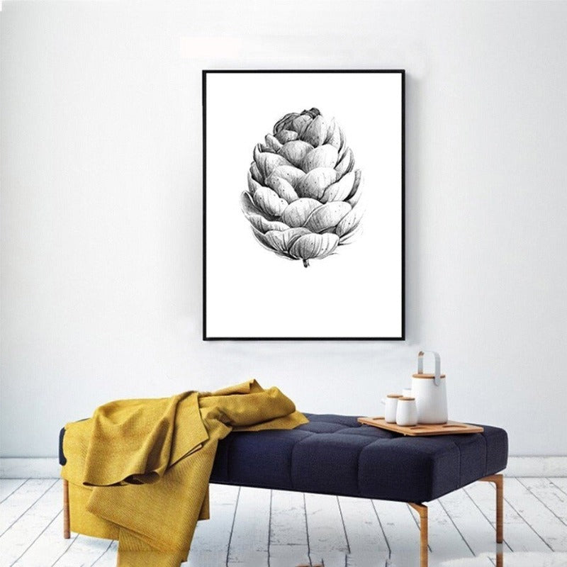 Hand Draw Pine Cone - Canvas Wall Art Painting | Bowlift