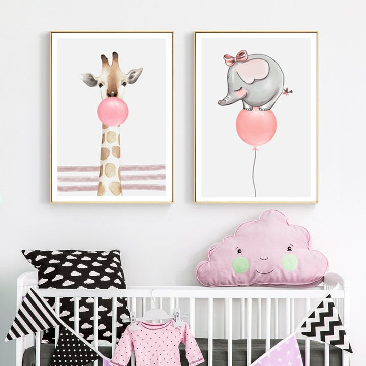 Balloon Party At Woodland - Canvas Wall Art Painting | Bowlift