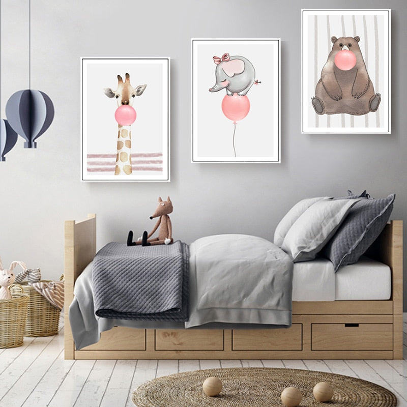 Balloon Party At Woodland - Canvas Wall Art Painting | Bowlift