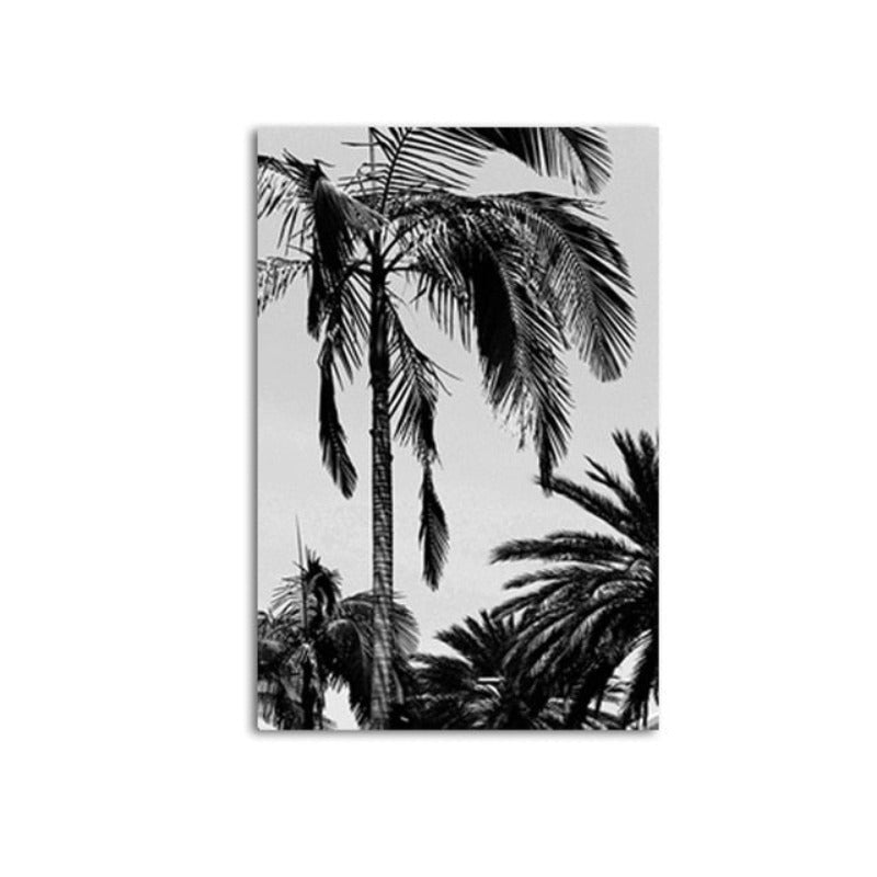 Modern Palm Coconut Tree Prints Black - Canvas Wall Art Painting | Bowlift