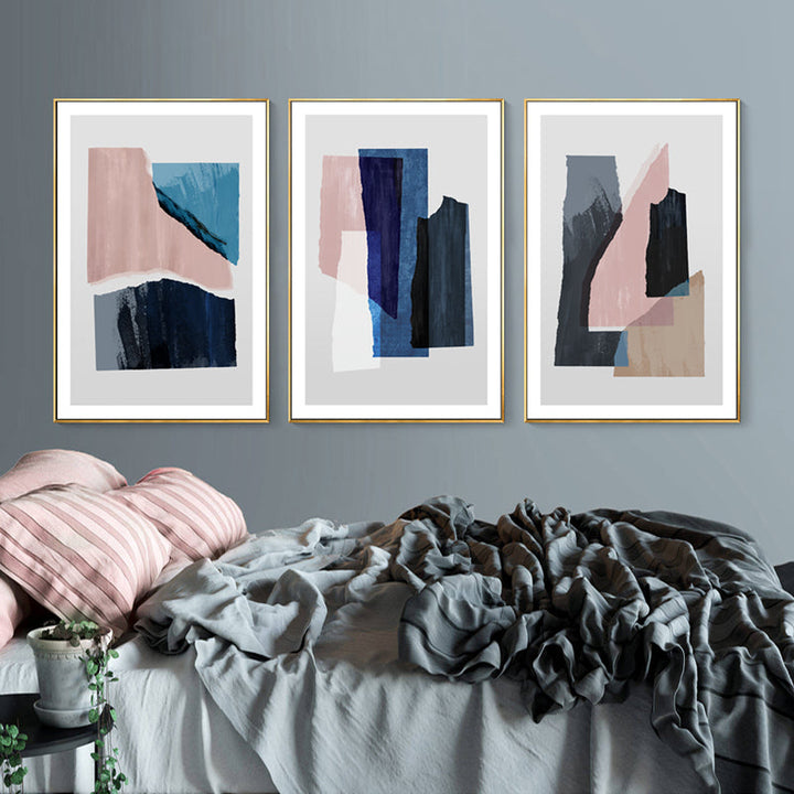 Marble Blue Pink Prints - Canvas Wall Art Painting | Bowlift