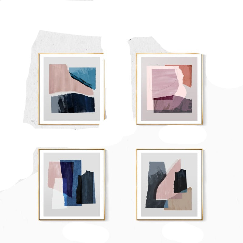 Marble Blue Pink Prints - Canvas Wall Art Painting | Bowlift