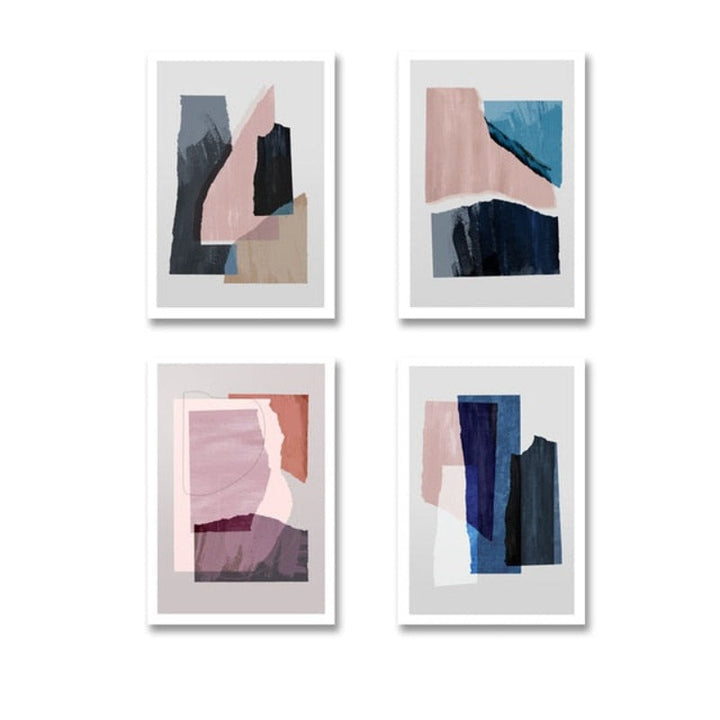 Marble Blue Pink Prints - Canvas Wall Art Painting | Bowlift