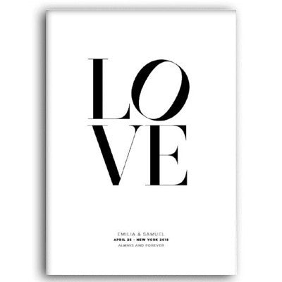 Scandinavia Love Abstract Outer Line Kiss - Canvas Wall Art Painting | Bowlift