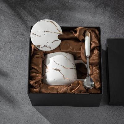 BowLift | Elegant Marble Ceramic Coffee Mug Gift Set