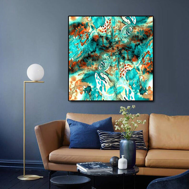 Blue Pink Floral - Canvas Wall Art Painting | Bowlift