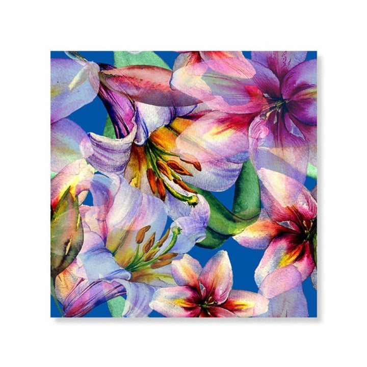 Blue Pink Floral - Canvas Wall Art Painting | Bowlift