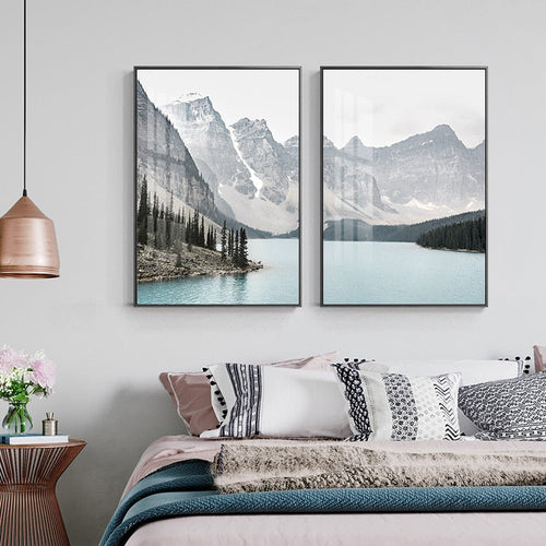Mountain Landscape Travel Poster - Canvas Wall Art Painting | Bowlift