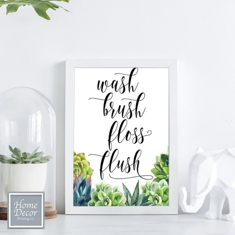 Modern Wash brush Floss Flush Cactus Print - Canvas Wall Art Painting | Bowlift