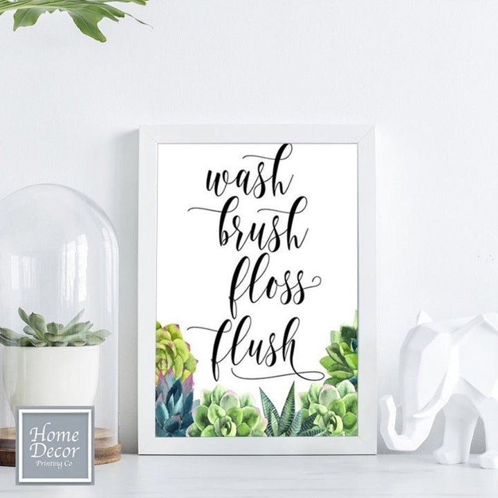 Modern Wash brush Floss Flush Cactus Print - Canvas Wall Art Painting | Bowlift