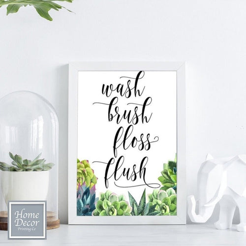 Modern Wash brush Floss Flush Cactus Print - Canvas Wall Art Painting | Bowlift