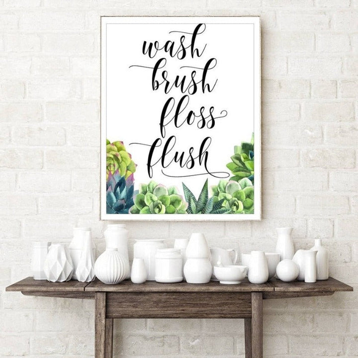 Modern Wash brush Floss Flush Cactus Print - Canvas Wall Art Painting | Bowlift