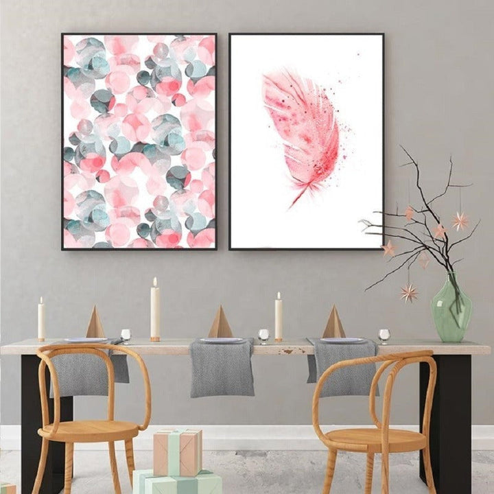 Beautiful Pink Flamingo Feather - Canvas Wall Art Painting | Bowlift