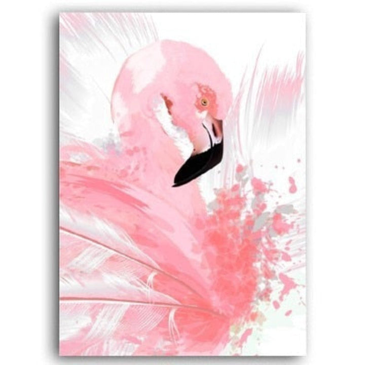 Beautiful Pink Flamingo Feather - Canvas Wall Art Painting | Bowlift