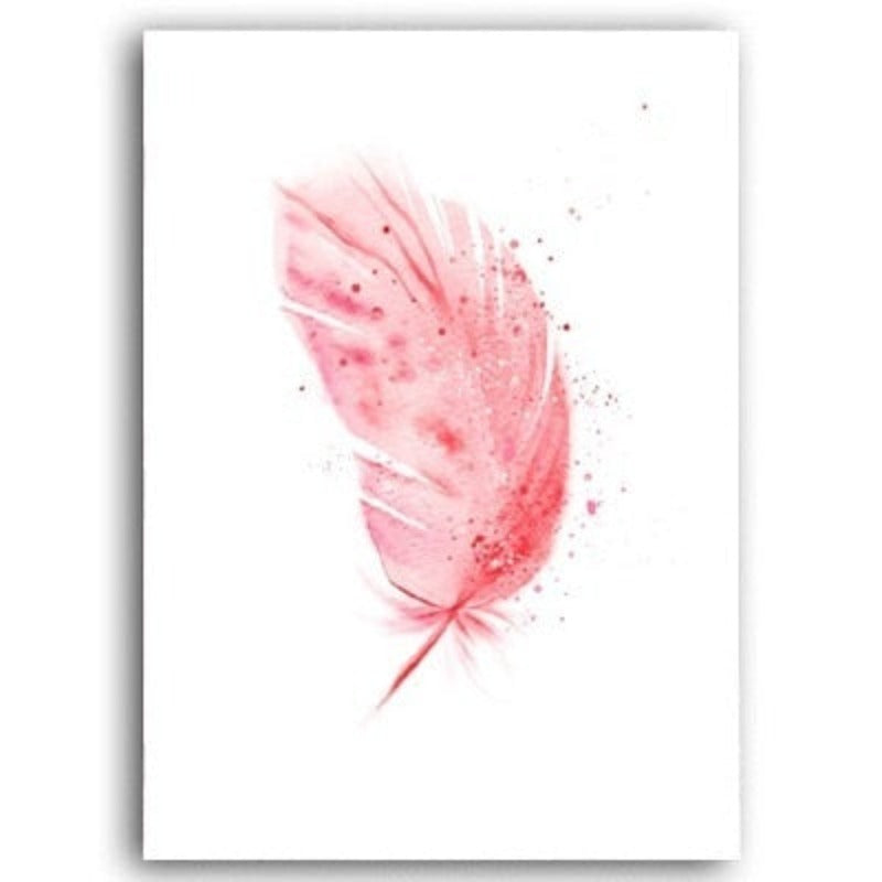 Beautiful Pink Flamingo Feather - Canvas Wall Art Painting | Bowlift