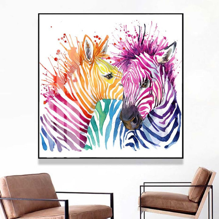 Vivid African Zebras - Canvas Wall Art Painting | Bowlift