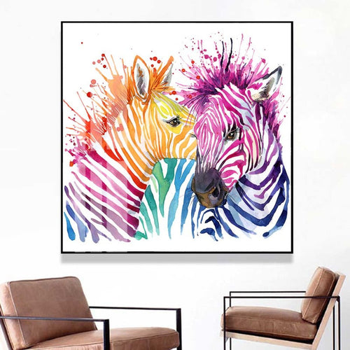 Vivid African Zebras - Canvas Wall Art Painting | Bowlift