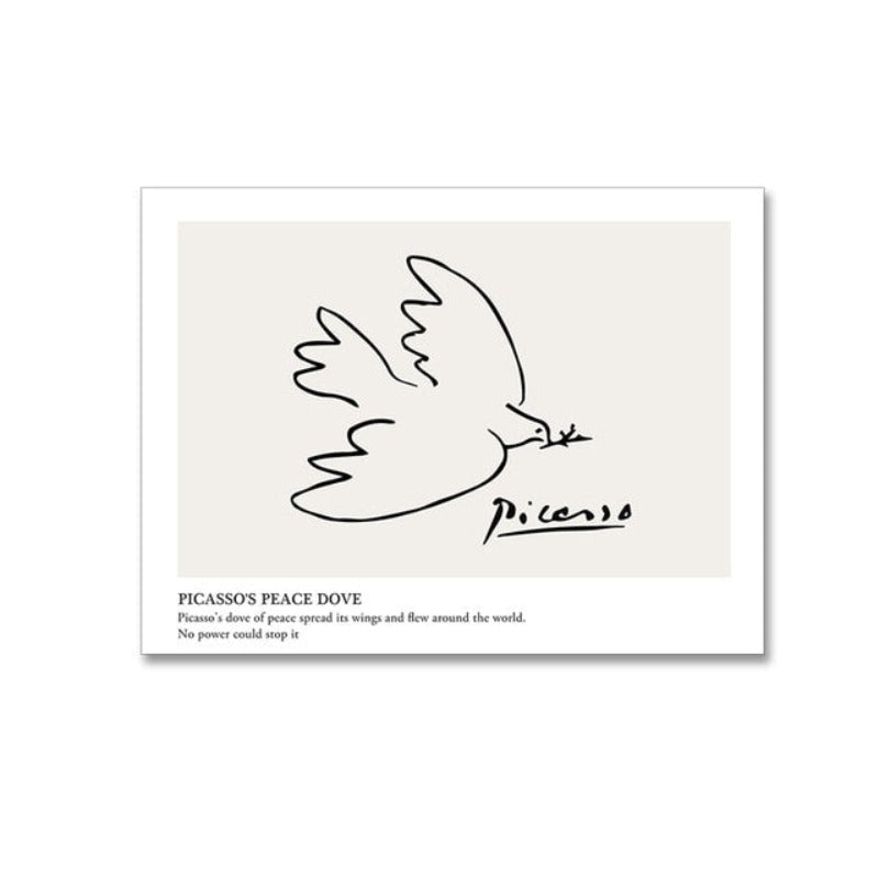 Vintage Abstract Figure Dove Minimalist - Canvas Wall Art Painting | Bowlift