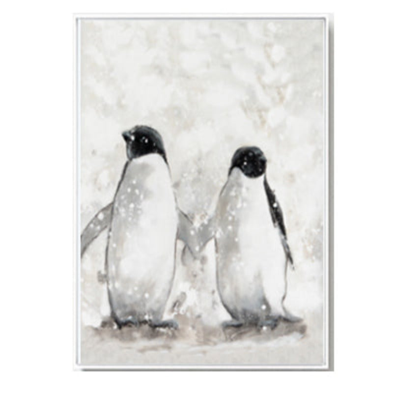 Modern Penguin Family Love - Canvas Wall Art Painting | Bowlift