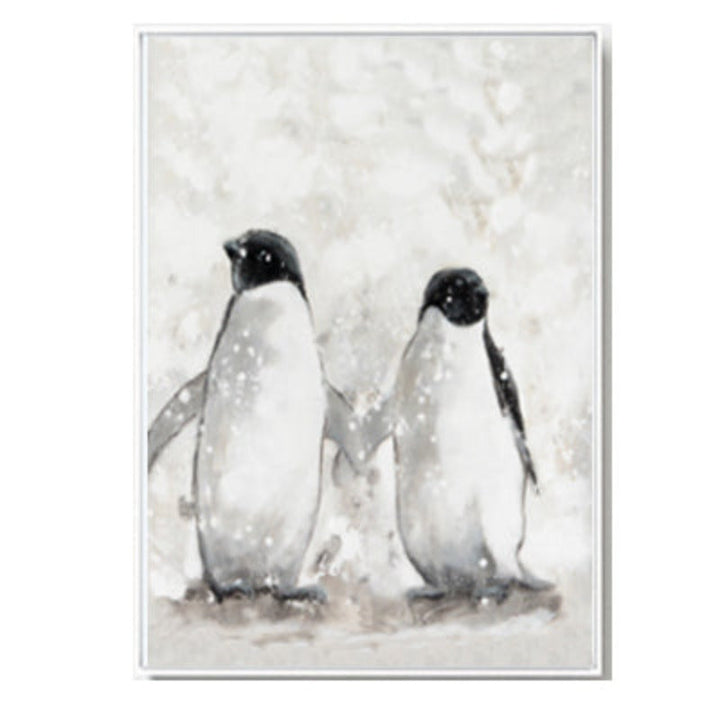Modern Penguin Family Love - Canvas Wall Art Painting | Bowlift