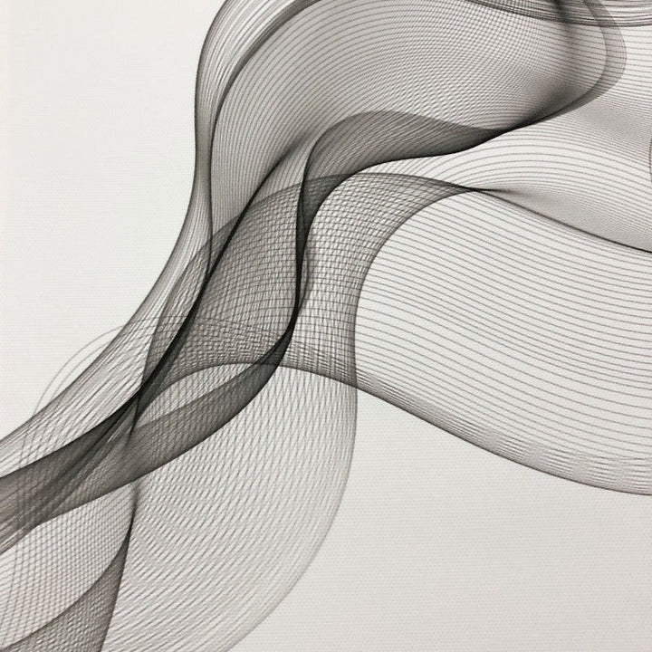 Minimalist Abstract Wavy Lines Pattern Black White - Canvas Wall Art Painting | Bowlift