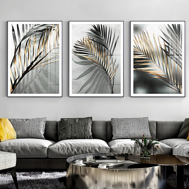 Deep Palm Leaves - Canvas Wall Art Painting | Bowlift