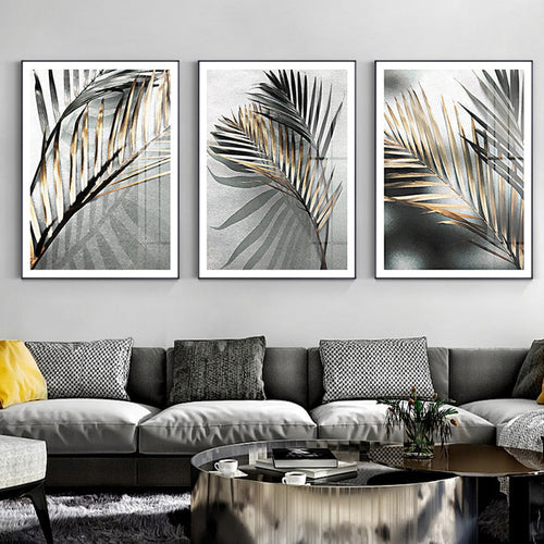 Deep Palm Leaves - Canvas Wall Art Painting | Bowlift