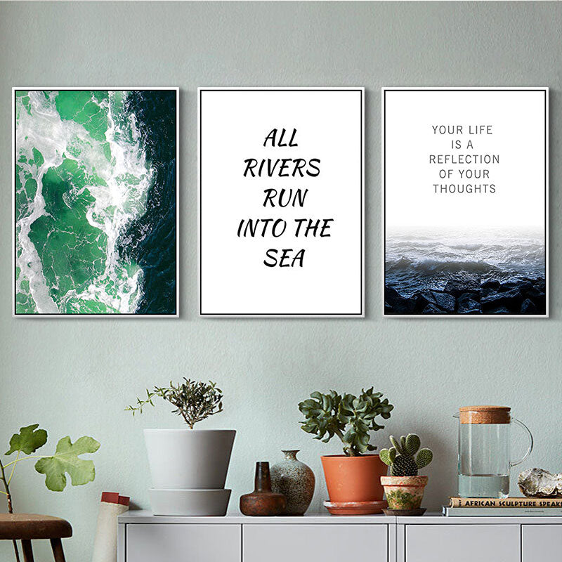 Nordic Seascape Inspiring Life Quote - Canvas Wall Art Painting | Bowlift