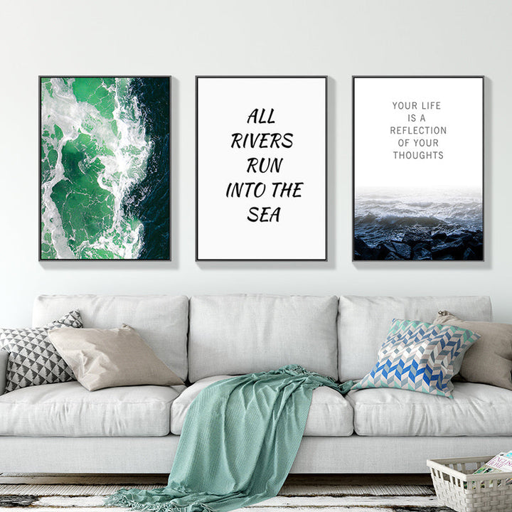 Nordic Seascape Inspiring Life Quote - Canvas Wall Art Painting | Bowlift