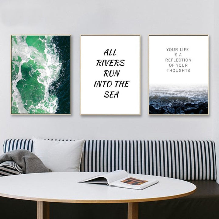 Nordic Seascape Inspiring Life Quote - Canvas Wall Art Painting | Bowlift