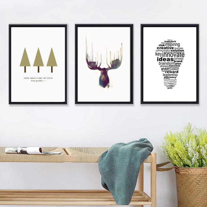 Deer Art Geometric - Canvas Wall Art Painting | Bowlift