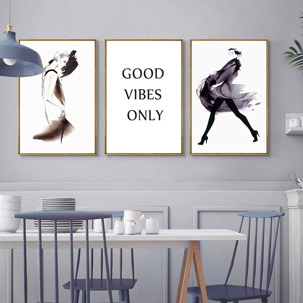 Show Good Vibes Only Quote - Canvas Wall Art Painting | Bowlift