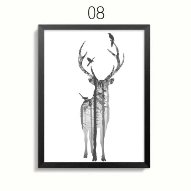 Abstract Deer Family Animals - Canvas Wall Art Painting | Bowlift