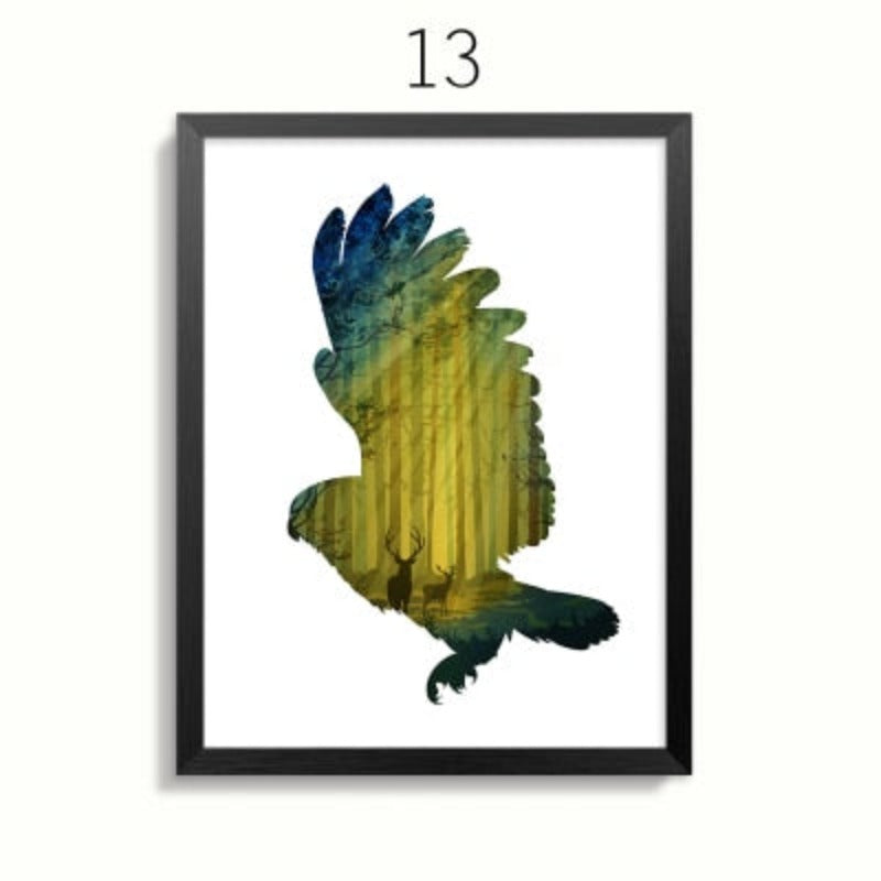 Abstract Deer Family Animals - Canvas Wall Art Painting | Bowlift