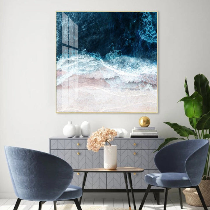 Blue Sea Wave Scene Inspiring - Canvas Wall Art Painting | Bowlift