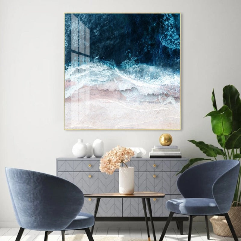 Blue Sea Wave Scene Inspiring - Canvas Wall Art Painting | Bowlift