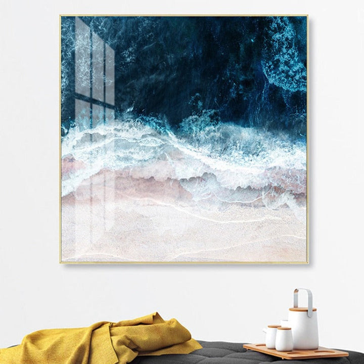 Blue Sea Wave Scene Inspiring - Canvas Wall Art Painting | Bowlift
