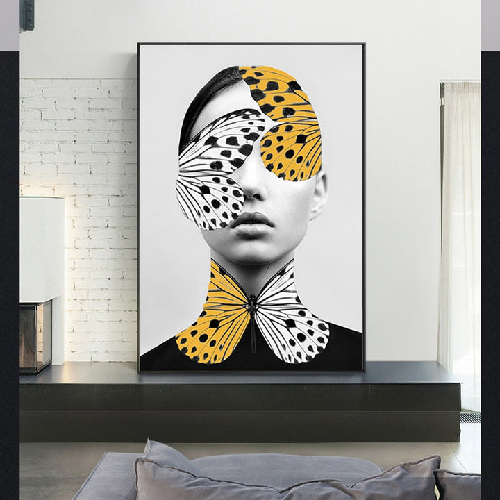 Abstract Creative Butterfly Women Wall Art Prints Poster - Canvas Wall Art Painting | Bowlift