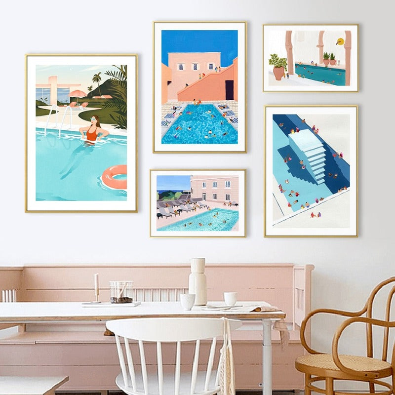 Summer Swimming Party Wall Art Pictures - Canvas Wall Art Painting | Bowlift
