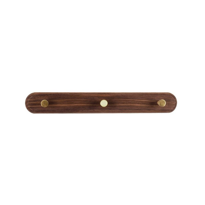 BowLift | WandHout – Minimalistic wooden wall coat rack with brass hooks