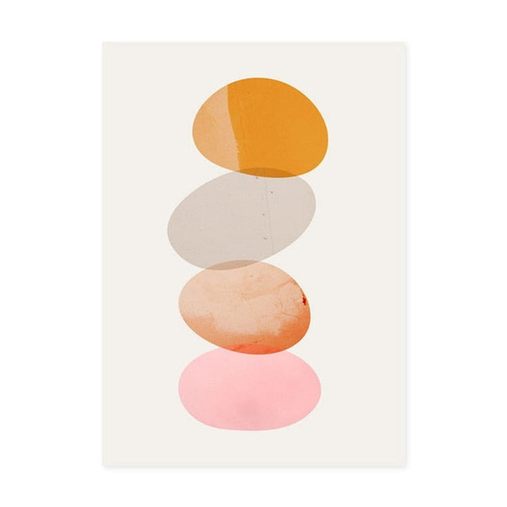 Orange Geometric Circle Stone - Canvas Wall Art Painting | Bowlift