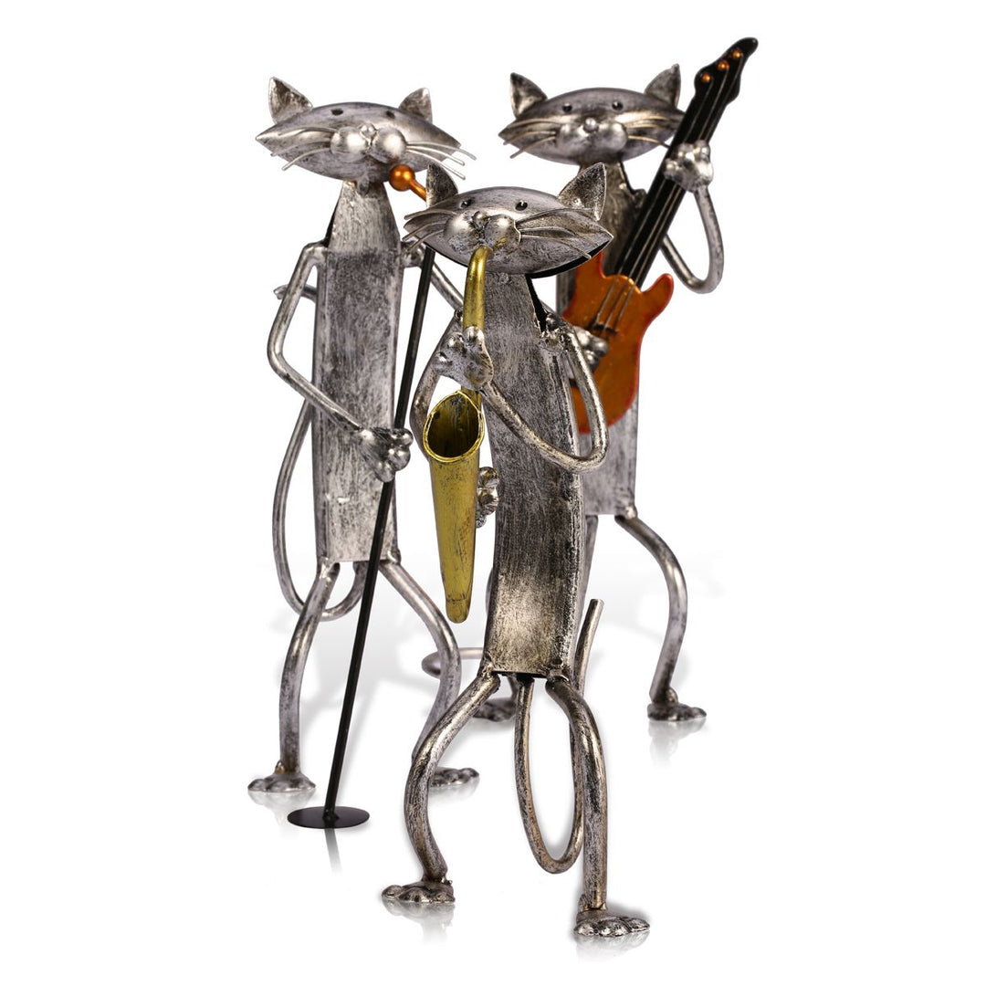 3 Mini Musician Cats Modern Sculpture | Bowlift