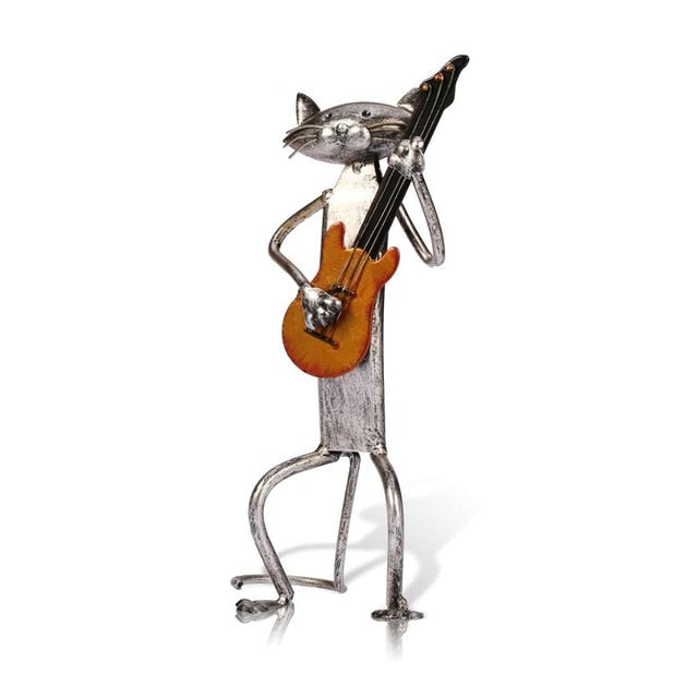 3 Mini Musician Cats Modern Sculpture | Bowlift