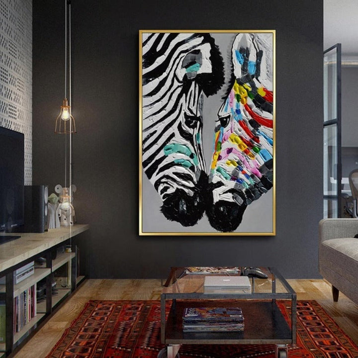Modern Colorful Zebra Animals - Canvas Wall Art Painting | Bowlift