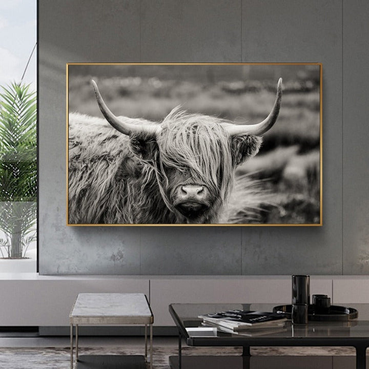 Scottish Highland Catt Cow Yak Animal Poster Wall Art - Canvas Wall Art Painting | Bowlift